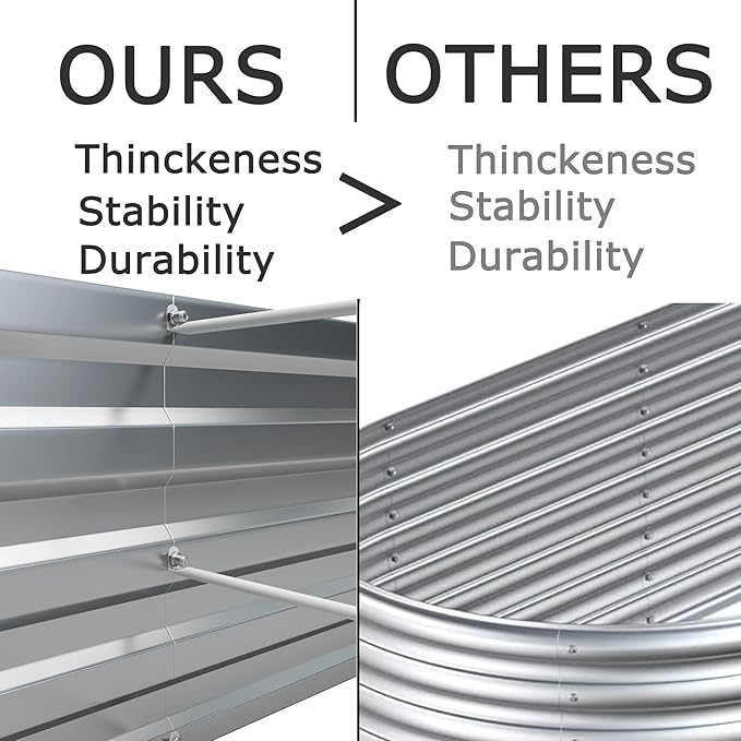 Galvanized Raised Garden Bed,Outdoor Planter Box Metal Patio Kit Planting Bed for Vegetables Flowers Herb,8x4x1ft(2 Pack),Grey