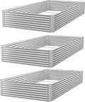 3 Pack 6x3FT Raised Beds for Gardening, Corrugated Galvanized Steel Raised Garden Bed, Outdoor Metal Above Ground Garden Bed for Vegetables and Flowers(Rectangular)