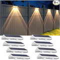 Solar Fence Lights Outdoor - 2700/4000/6000K 3 Modes, IP65 Waterproof Fence Solar Lights Outdoor, Fence Light Solar Powered for Patio Decor/Railing/Step and Wall - Unique Housewarming Gifts（8 Pack