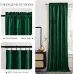 NICETOWN Emerald Green Velvet Curtains 96 inches Long (2 Panels, 52-inch Wide), Home Decoration Thermal Insulated Drapes for Forest Theme Kids Bedroom