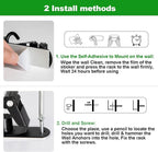 voze 3 Racks and 4 Hooks Mop and Broom Holder Wall Mount, Self Adhesive Heavy Duty Broom Organizer Storage Tool Racks for Kitchen Garden Laundry Garage