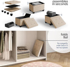 Storage Ottoman Cube with Small Bin, 16-in Square Ottoman with Storage for Living Room and Bedroom, Small Ottomans Foot Rest, Velvet Foot Stools Ottomans Max 330lbs, Taupe
