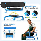 Suntee Garden Seat with Wheels, Rolling Gardening Stool with 360° Swivel Seat & Backrest,Tool Storage Basket & Back Tool Pouch, Adjustable Handle, Outdoor Gardening Scooter, Garden Cart for Seniors