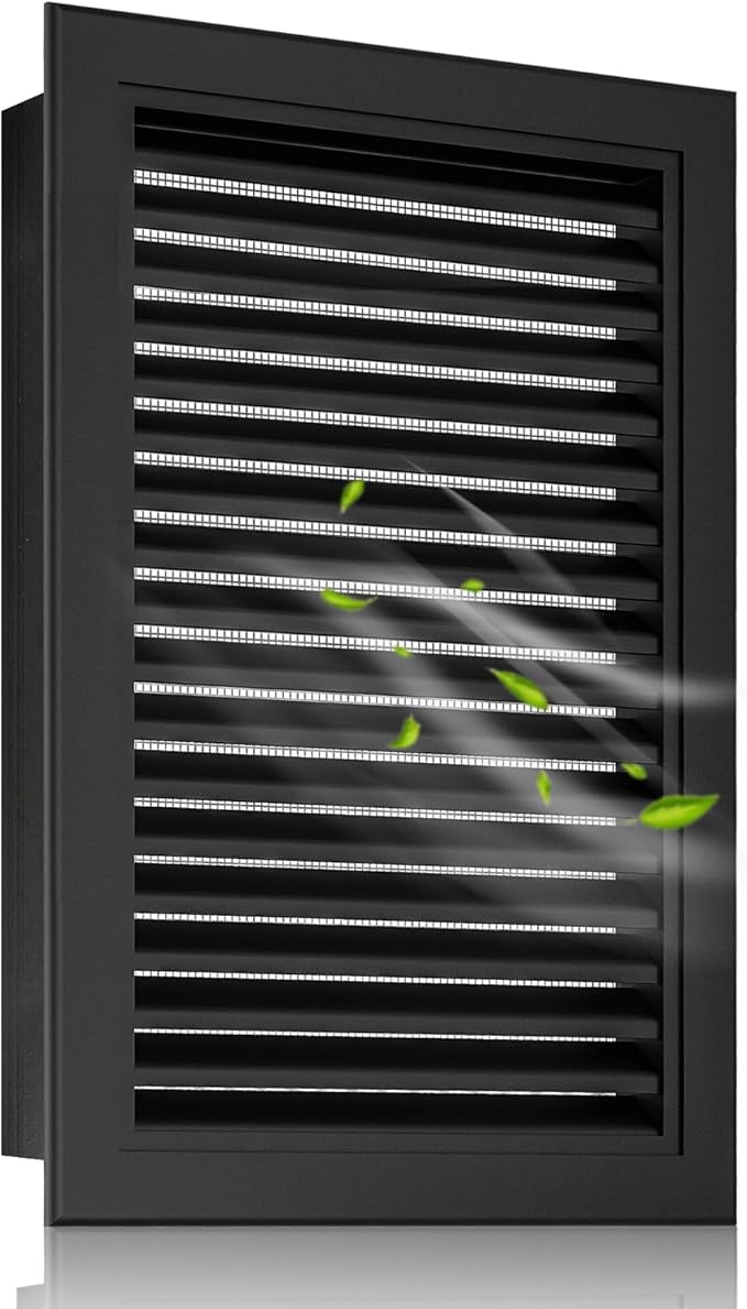 20"x26" Gable Vent Aluminum Alloy – High-Airflow Vent for House & Shed, Rustproof Metal Mesh Blocks Small Animals, Waterproof & Anti-Condensation, Opening 18"x24" Black