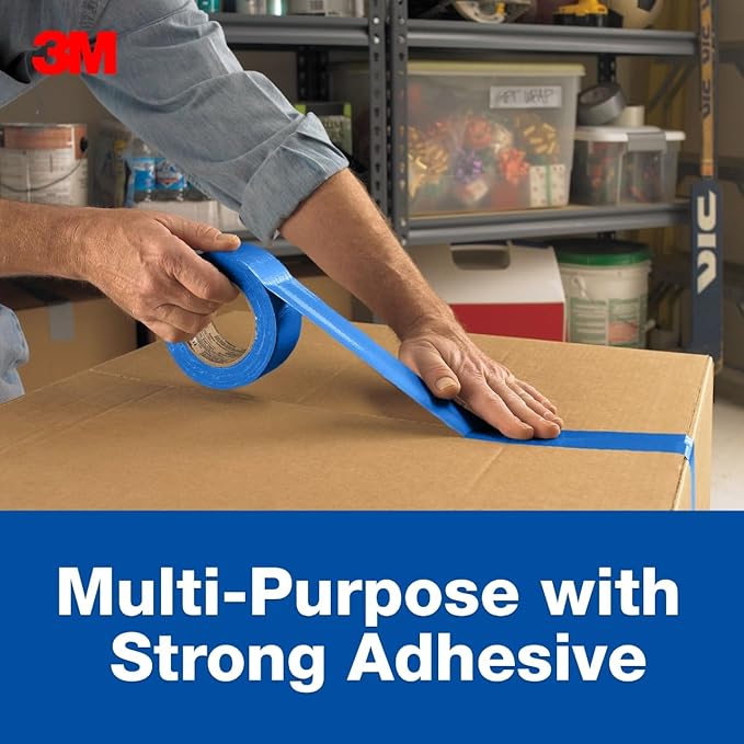 3M Multi-Use Colored Duct Tape, Blue with Strong Adhesive and Water-Resistant Backing, Multi-Surface 3M Duct Tape for Indoor and Outdoor Use, 1.88 Inches x 20 Yards, 1 Roll (3920-BL)