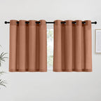 NICETOWN Caramel Linen Curtains for Kitchen, Thick Flax Small Window Treatments Semi Sheer Privacy Assured with Light Through for Cafe/Bathroom, W55 x L36, 2 Panels