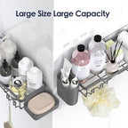 NESOMI Shower Caddy Adhesive Shower Organizer 8-Pack, Rustproof Stainless Steel Bathroom Shelves, Large Capacity No-Drill Rack Storage Accessories with Soap Dish Toothbrush Holder Hooks