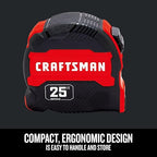 CRAFTSMAN 25-Ft Tape Measure with Fraction Marketing,Retractable,Manual-Locking Blade (CMHT37443S),(Pack of 12)
