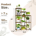 Bamworld Plant Stand Indoor Hanging Plants Shelf 7 Pots Tall Ladder Plant Holder Large Wood Flower Stand for Living Room Rack Multiple Plants for Patio Balcony Garden