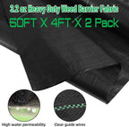 4FT x 100FT Weed Barrier Landscape Fabric, 3.2oz Premium Heavy Duty Garden Cloth, Ground Cover for Gardening, Farming