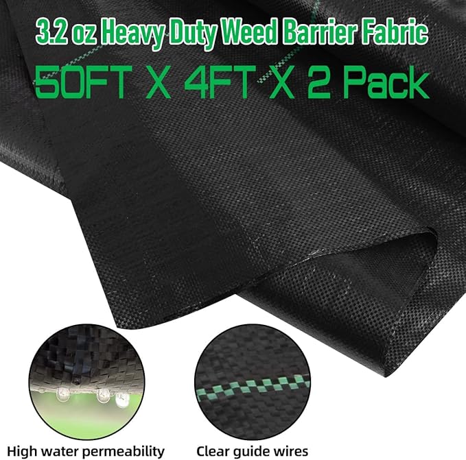 4FT x 100FT Weed Barrier Landscape Fabric, 3.2oz Premium Heavy Duty Garden Cloth, Ground Cover for Gardening, Farming