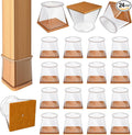 24 Pcs Chair Leg Floor Protectors for Hardwood Floors Square Silicone Covers to Protect Wood Tile Floors Felt Pads Furniture Leg Caps Anti-Scratch Reduce Noise (Fit:3/4" to 1")
