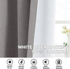 H.VERSAILTEX Linen Curtains 100% Blackout Curtains for Bedroom 45 inch Long Full Light Blocking Nature Linen Blended Window Curtains for Living Room Nickel Grommet (2 Panels, Heathered Dove)