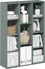 Furinno LUDER Book Shelf, 11-Cube Bookshelf, Reversible Bookcase, 9.4 x 29.1 x 41.7, Easy Assembly, for Living Room, Bedroom, Home Office, Sage Green
