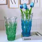 Unbreakable Flower Glass Vase 3.5lb 9.5inch Sparkle vase Bohemian Style, for Centerpieces,Kitchen,Office, Living Room,Wedding,Perfect Home Decor Glass Vase (Gradient Sky Blue)