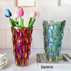 Unbreakable Flower Glass Vase 3.5lb 9.5inch Sparkle vase Bohemian Style, for Centerpieces,Kitchen,Office, Living Room,Wedding,Perfect Home Decor Glass Vase (Sparkle red)