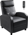 Homall Recliner Chair, Recliner Sofa for Adults, Recliners Home Theater Seating with Lumbar Support, Reclining Sofa Chair for Living Room (Leather, Dark Black)