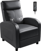 Homall Recliner Chair, Recliner Sofa for Adults, Recliners Home Theater Seating with Lumbar Support, Reclining Sofa Chair for Living Room (Leather, Dark Black)