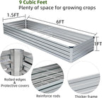 2 Pack 6x1.5x1FT Galvanized Raised Garden Beds Kit Outdoor Metal Gardening Planter Box for Vegetable Elevated Flower Herbs,Silver