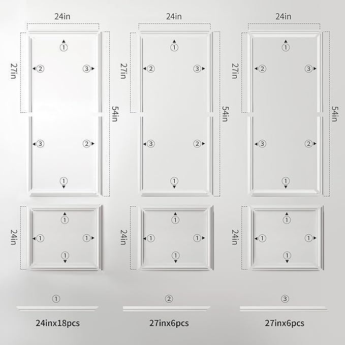 RELIANCER Peel and Stick Wall Molding Kit,30PCS Pre-Cut Door Molding Panels,3D Moulding Wainscoting Panel,Self Adhesive Walls Moulding Trim,Wall Modular Frames for Interior Walls Decor Home Bedroom
