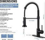 DJS Kitchen Faucets with Pull Down Sprayer Matte Black - Dual Mode Setting Single Handle 1 or 3 Holes Commercial Black Kitchen Sink Faucet with Deck Plate for Farmhouse RV Vessel Basin