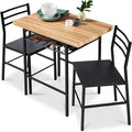 Best Choice Products 3-Piece Modern Dining Set, Space Saving Dinette for Kitchen, Dining Room, Small Space w/Steel Frame, Built-in Storage Rack - Oak/Black