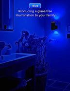 L LOHAS LED Blue Night Light, Night Lights Plug into Wall, Dimmable Nightlight, Light Sensor, Calm Blue Nightlights for Bluey Bathroom Decor, Home Decor, Party, Holiday, Bedroom, Hallway, 2 Pack