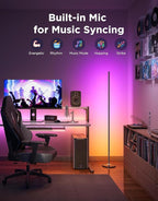 Govee RGBIC Floor Lamp Basic, LED Corner Lamp Compatible with SmartThings, Alexa, and Matter, Smart Modern Floor Lamp with Music Sync and 16 Million DIY Colors, Standing Lamp for Bedroom Living Room