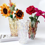 Heavy Glass Flower Vase Thickened 3.5lb 9.5inch Sparkle vase Bohemian Style, for Centerpieces,Wedding,Perfect Home Decor (Sparkle)