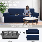 Easy-Going Stretch Oversized Loveseat Slipcover 1-Piece Sofa Cover Furniture Protector Couch Soft with Elastic Bottom for Kids Polyester Spandex Jacquard Fabric Small Checks Navy