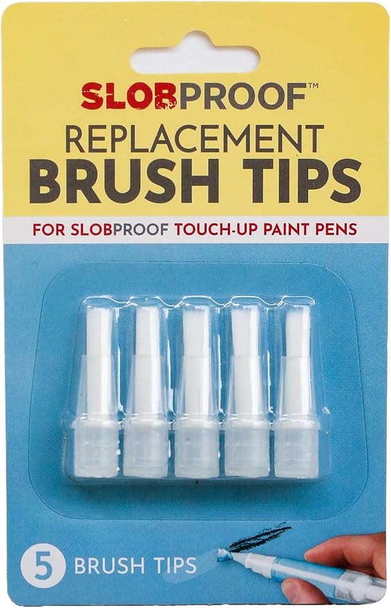 Slobproof Replacement Brush Tips for Refillable Touch-Up Paint Pens, Mess-Free, Easy to Install, Tools for Paint Brushes, DIY Home Improvement, Wall, Furniture Repair, Arts and Crafts, Pack of 5