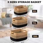 danpinera Large Woven Basket, 108L Large Blanket Basket for Living Room, Nursery, Cotton Woven Hamper for Toy Organizing & Laundry, 25’’*16’’*16’’ Gradient Linen