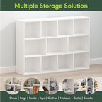 Furinno LUDER Book Shelf, 11-Cube Bookshelf, Reversible Bookcase, 9.4 x 29.1 x 41.7, Easy Assembly, for Living Room, Bedroom, Home Office, White