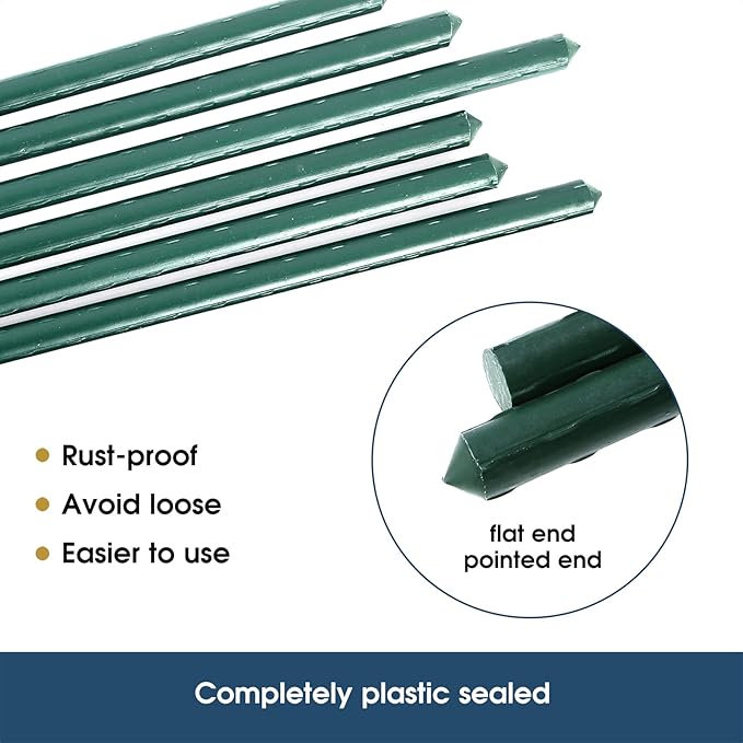 8 FT Garden Stakes for Outdoor Plant Support, 0.78 inch Diameter Plant Stake Sticks Metal Poles for Pole Beans Cucumber Tree Climbing Plants Gardening Supplies 10 Pack