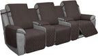 Easy-Going Recliner Sofa Cover with Console, Reversible Couch Cover for Living Room, Split Sofa Cover for Each Seat with Elastic Straps for Dogs, Pets (3 Seater, Chocolate/Beige)