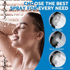 Shower Head,8”Rain Shower Head with Handheld Spray Combo and Adjustable Extension Arm/3-Way Flow Regulator/Shower System,High Pressure Rain Fall Hose,Matt Black