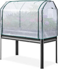 KING BIRD Large Raised Garden Bed with Netting Galvanized Elevated Planter Box with Legs 72×23×55 in for Backyard, Patio, Balcony, 400lb Capacity, Beige