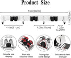 2 Pack 3 Racks and 4 Hooks Broom and Mop Holder Wall Mounted Garage Organizer Storage Tool Racks Stainless Steel Heavy Duty Hooks Self Adhesive Solid Non-slip Wall Hangers for Home Kitchen Garden