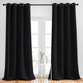 NICETOWN Blackout Black Curtains & Drapes 90 inches Long - Grommet Thermal Insulated Blackout Drapes Light Blinds Room Darkening Window Treatments for Bedroom (2 Panels, W52 x L90, Black)