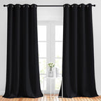 NICETOWN Blackout Black Curtains & Drapes 90 inches Long - Grommet Thermal Insulated Blackout Drapes Light Blinds Room Darkening Window Treatments for Bedroom (2 Panels, W52 x L90, Black)