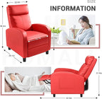 Homall Recliner Chair, Recliner Sofa for Adults, Recliners Home Theater Seating with Lumbar Support, Reclining Sofa Chair for Living Room (Leather, Red)