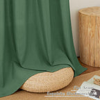 NICETOWN Thick Linen Blend Flax Window Curtains, Grommet Vertical Drapes Privacy Added with Light Through Window Treatment for Bedroom/Living Room, Olive Green, W55 x L72, 2 Panels
