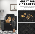 Easy-Going Loveseat Recliner Cover with Console, Reversible Couch Cover for Living Room, Split Sofa Cover for Each Seat with Elastic Straps for Kids, Dogs, Pets(2 Seater, Black/Beige)