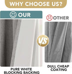 H.VERSAILTEX Linen Blackout Curtains 96 Inches Long, 100% Absolutely Blackout Thermal Insulated Textured Linen Look Curtain Draperies for Living Room with White Liner, 2 Panels, Dove Gray