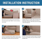 4 Piece Stretch Sofa Covers for 3 Cushion Couch Covers Furniture Slipcovers (1 Base Cover Plus 3 Seat Cushion Covers) Thicker Jacquard Fabric Cover (XL Sofa, Khaki Sand)