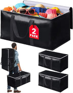 Heavy-Duty & Extra Capacity Moving Bags with Backpack Straps, Storage Totes with Double Zipper & Strong Handles, Packing Bags Alternative to Moving Boxes, Moving Supplies (2 Pack, Black)