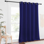 NICETOWN Patio Blackout Curtain Panels - Extra Wide Sliding Door Thermal Insulated Drape, Privacy Room Divider Curtain for Bedroom Office (Navy Blue, 66 x 118 Inch Long)