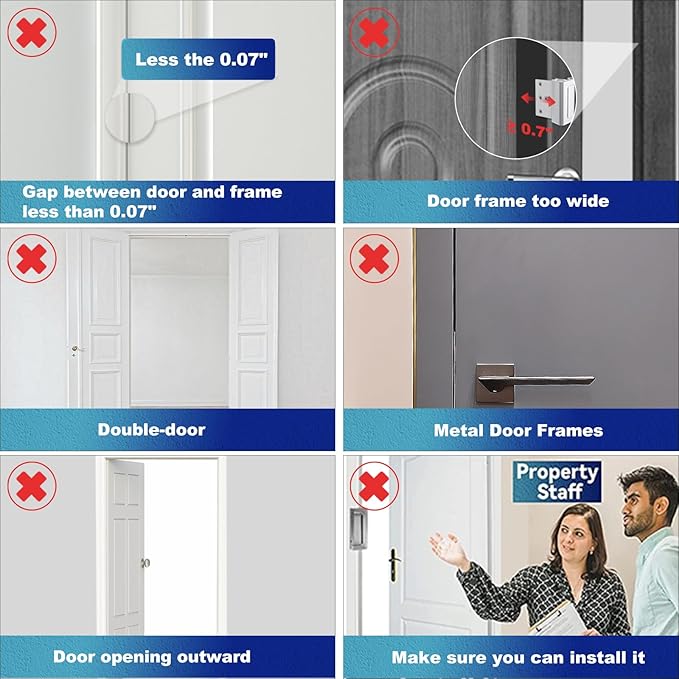 2Pack Door Reinforcement Lock Withstands 800lbs of Force - Black Extra Proof Door Lock for Kids Safety Drilling Required,Prevents Unauthorized Entry,Add a Door Security Locks for Home Safety & Privacy