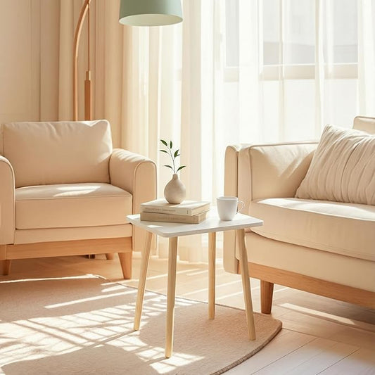 FORAOFUR Small Side Table, Modern Wood Mini Coffee Table, Easy Assembly Compact End Table for Living Room Bedroom Sofa, Minimalist White Accent Furniture for Small Spaces