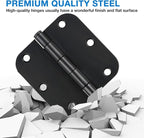1 Pack Rounded Matte Black Door Hinges 3.5 Inch 5/8" Radius for Interior 3 1/2" Flat Iron Bifold Residential Standard Bedroom Indoor for Doors Hardware Control House Decor Essentials Accessories